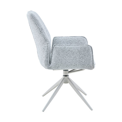 Hera Dining Chair Fabric Light Grey With Armrest Starfurn