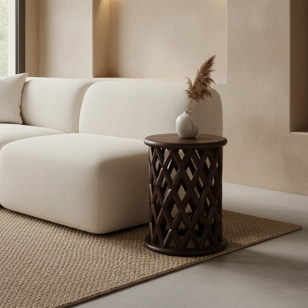 Side table/Stool Palau Brown Mango Wood Raw Materials