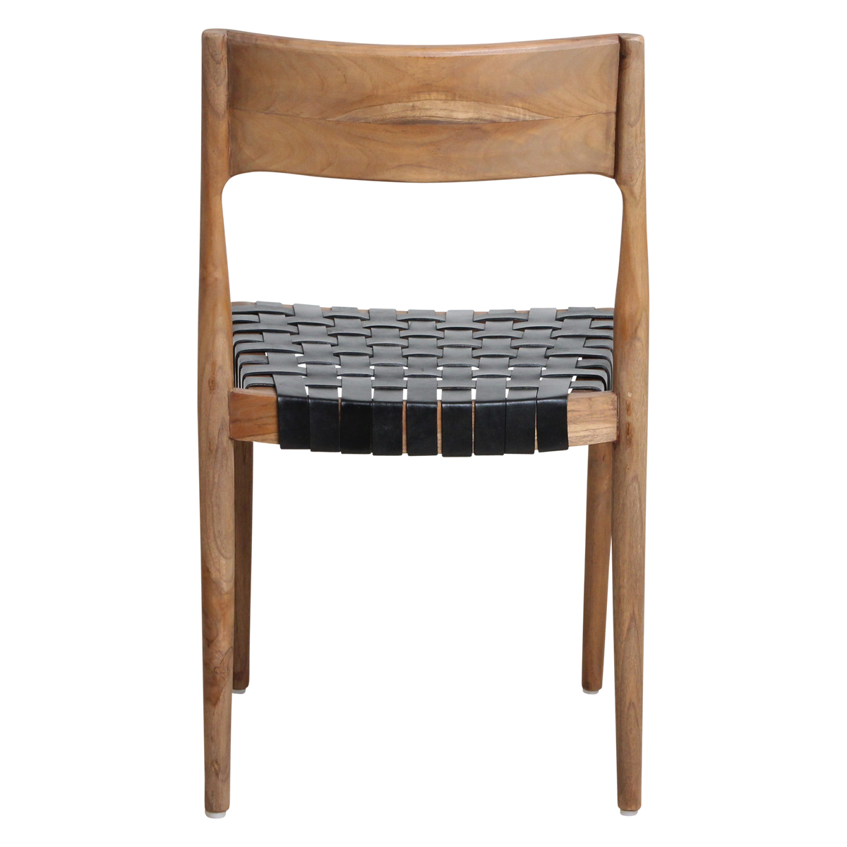 Freya Teak Dining Chair without Armrest Black Leather Set of 2 Raw Materials