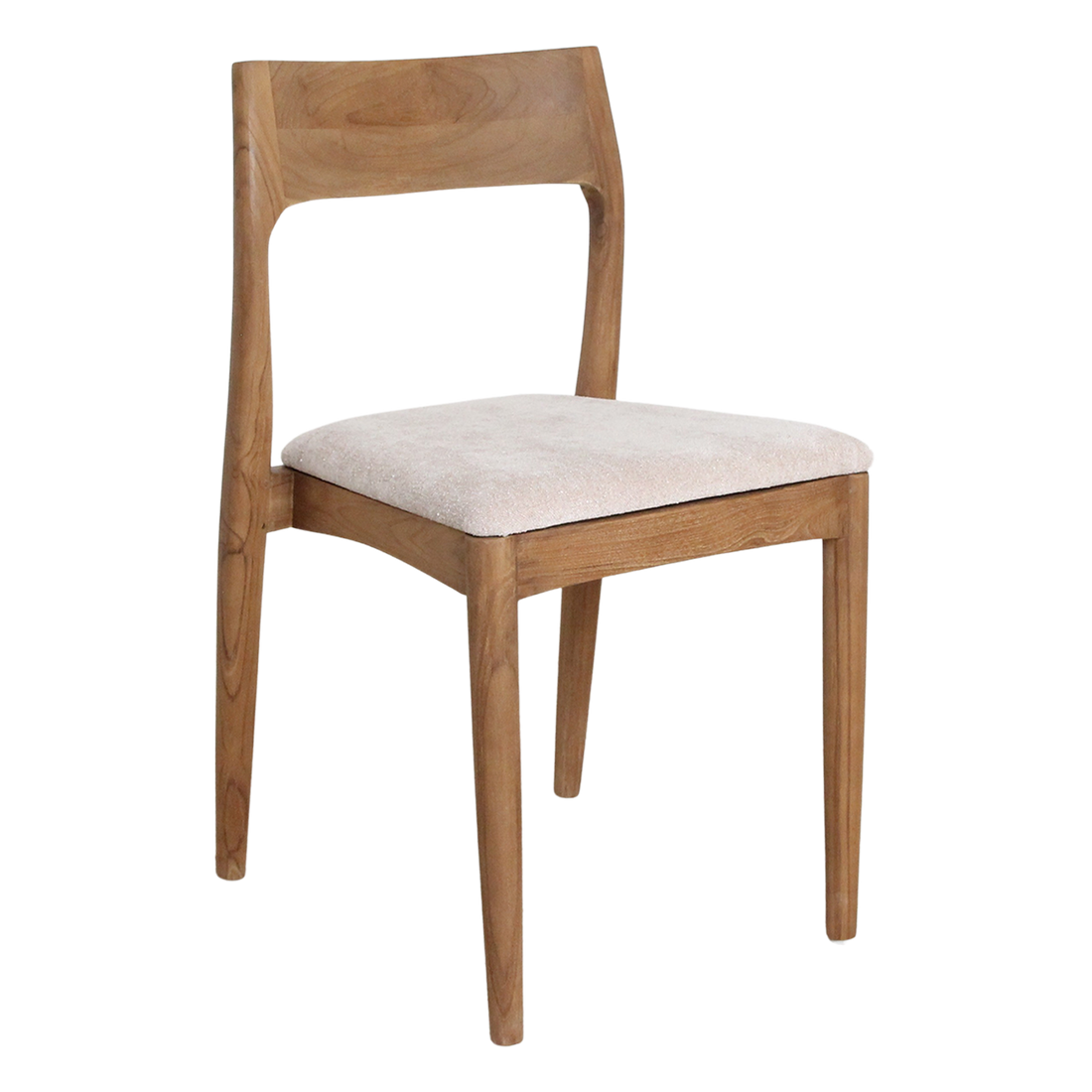 Freya Teak Dining Chair without Armrest Cream Set of 2 Raw Materials