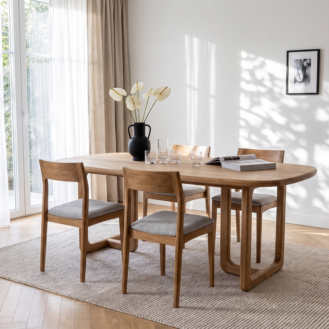 Freya Teak Dining Chair without Armrest Light Green Set of 2 Raw Materials