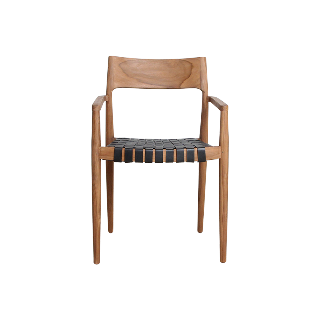 Freya Dining Chair with Armrest Black Leather Set of 2 Raw Materials