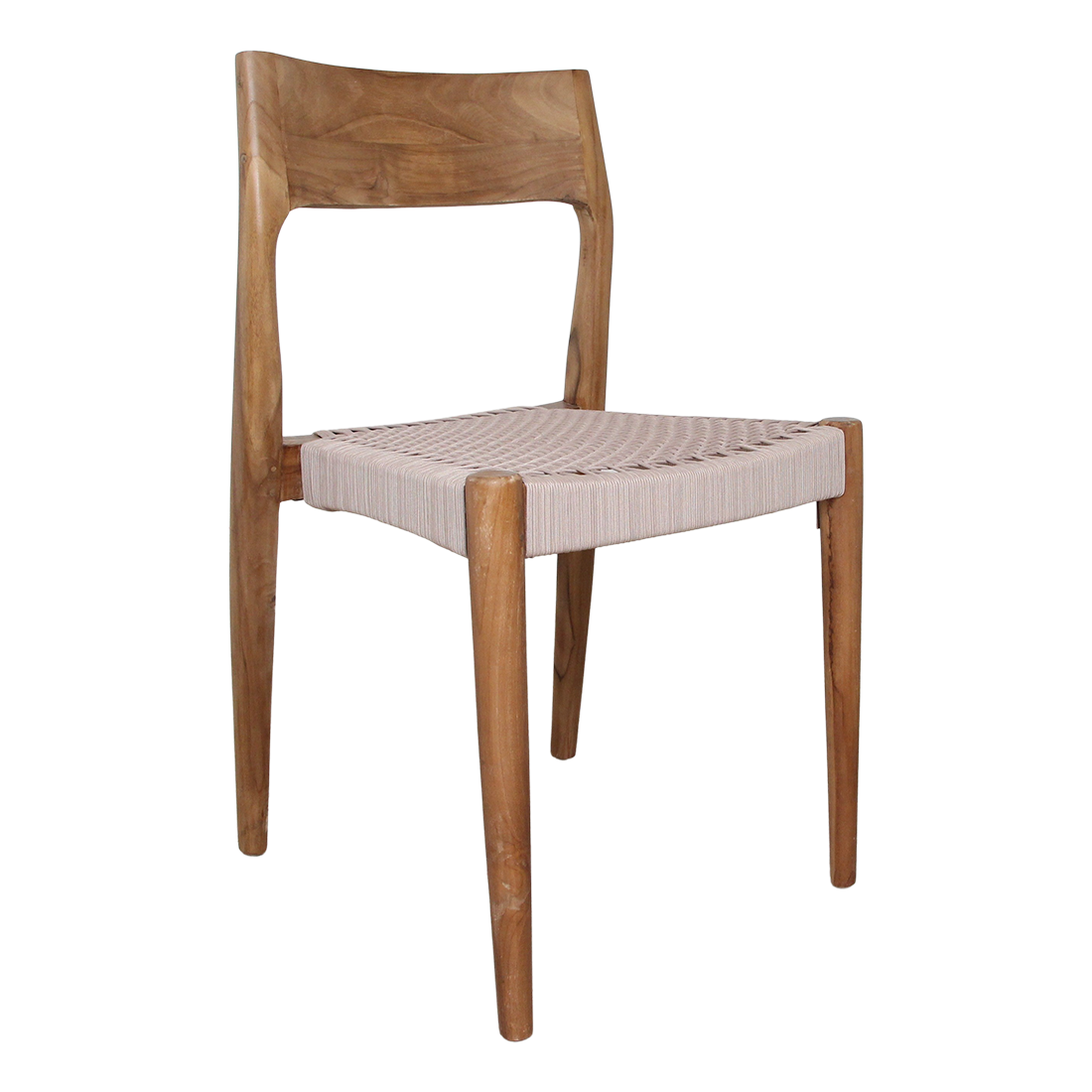 Freya Teak Dining Chair without Armrest Natural Set of 2 Raw Materials