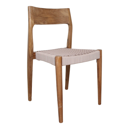 Freya Teak Dining Chair without Armrest Natural Set of 2 Raw Materials