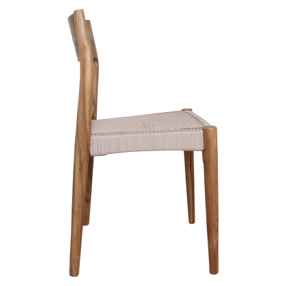 Freya Teak Dining Chair without Armrest Natural Set of 2 Raw Materials