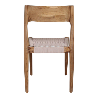 Freya Teak Dining Chair without Armrest Natural Set of 2 Raw Materials