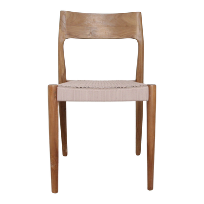 Freya Teak Dining Chair without Armrest Natural Set of 2 Raw Materials