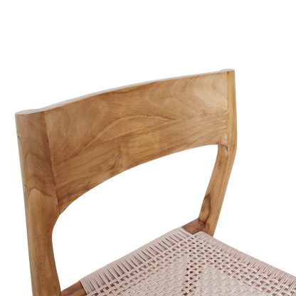 Freya Teak Dining Chair without Armrest Natural Set of 2 Raw Materials