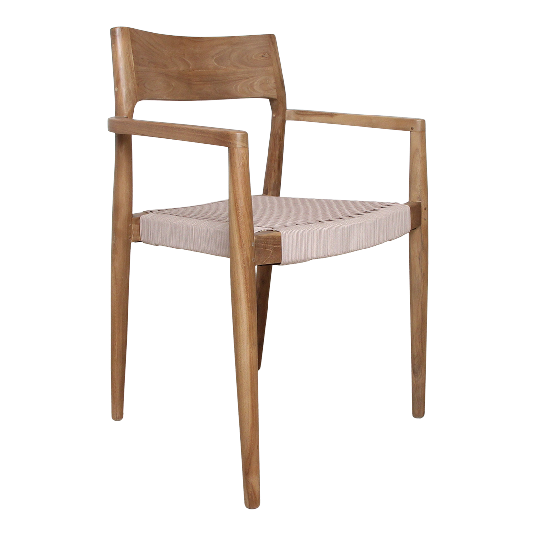 Freya Teak Dining Chair with Armrest Natural Set of 2 Raw Materials