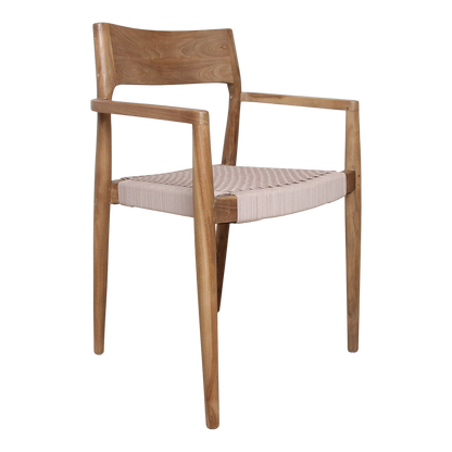 Freya Teak Dining Chair with Armrest Natural Set of 2 Raw Materials