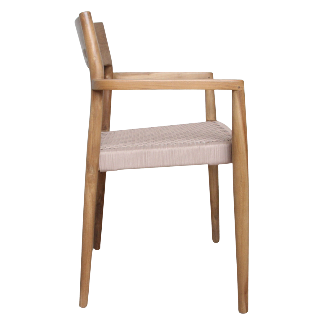 Freya Teak Dining Chair with Armrest Natural Set of 2 Raw Materials