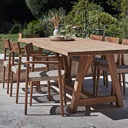 Freya Teak Dining Chair with Armrest Natural Set of 2 Raw Materials
