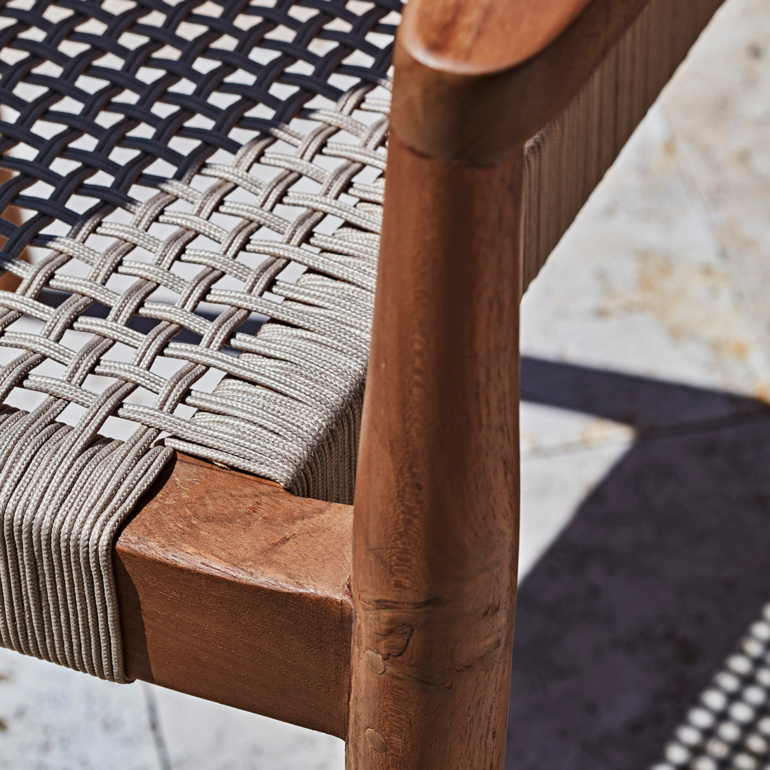 Freya Teak Dining Chair with Armrest Natural Set of 2 Raw Materials