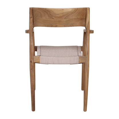 Freya Teak Dining Chair with Armrest Natural Set of 2 Raw Materials