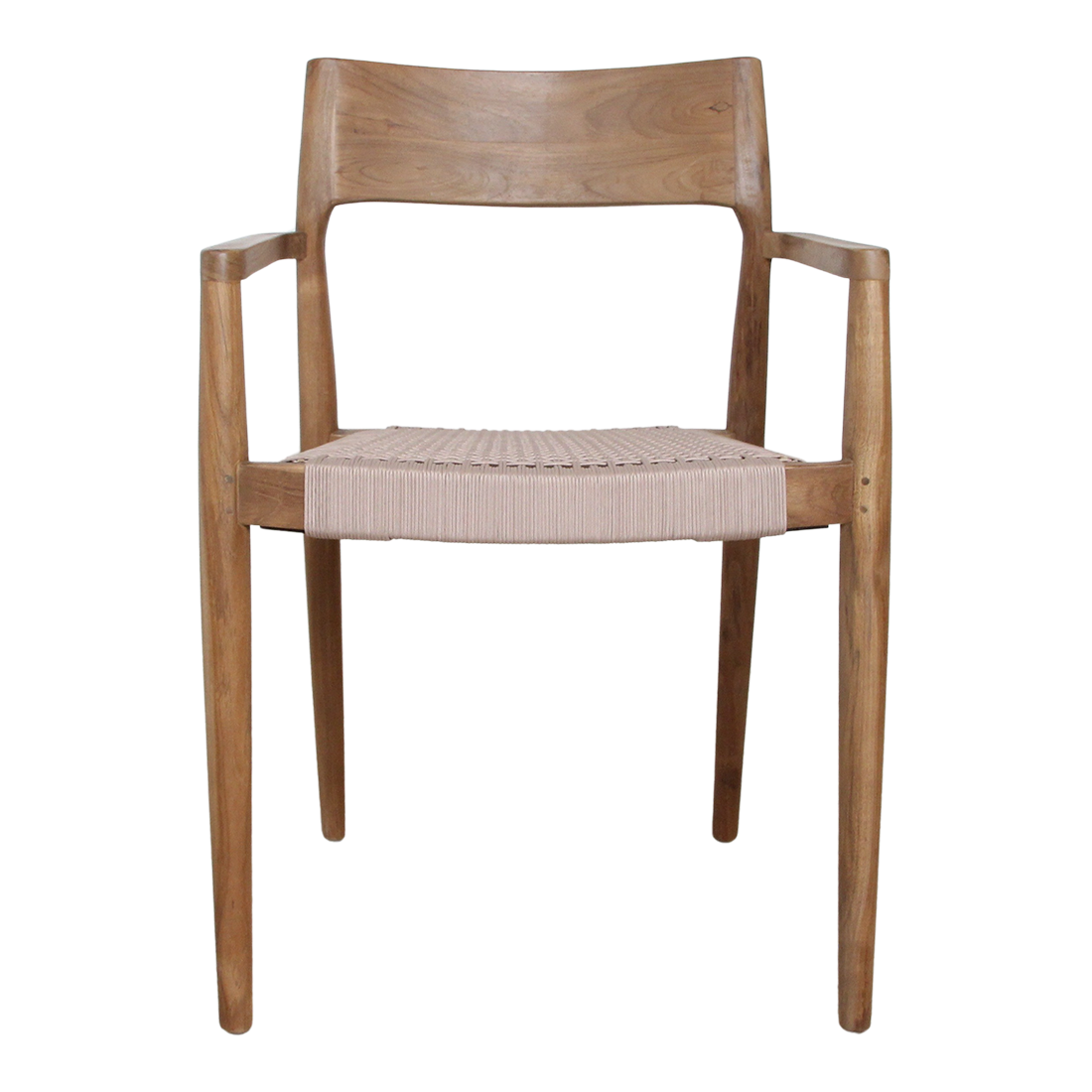 Freya Teak Dining Chair with Armrest Natural Set of 2 Raw Materials