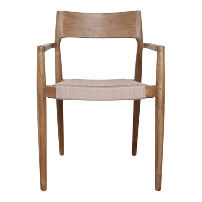 Freya Teak Dining Chair with Armrest Natural Set of 2 Raw Materials