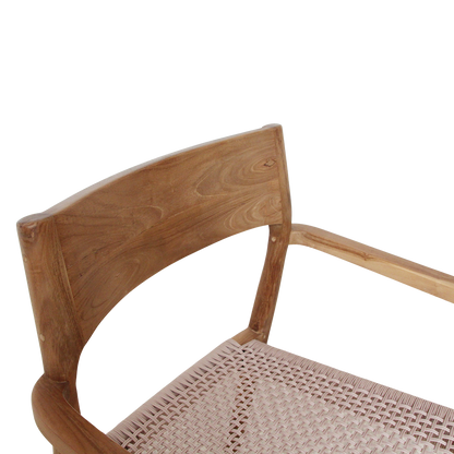 Freya Teak Dining Chair with Armrest Natural Set of 2 Raw Materials