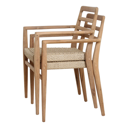 Verano Patio Chair with Armrest Natural Set of 2 Raw Materials