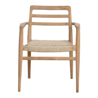 Verano Patio Chair with Armrest Natural Set of 2 Raw Materials