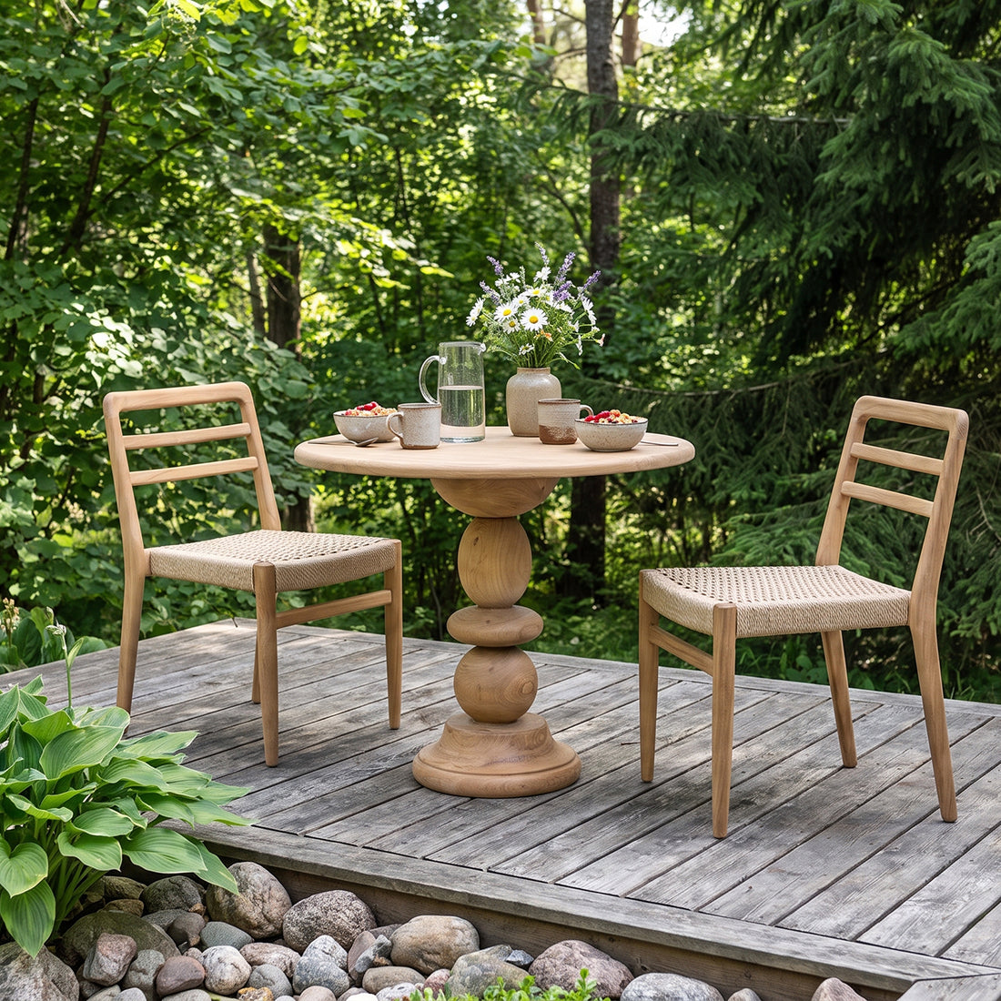 Verano Patio Chair without Armrest Natural Set of 2 Raw Materials