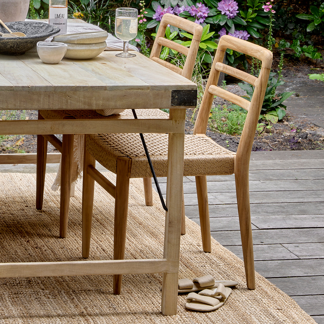 Verano Patio Chair without Armrest Natural Set of 2 Raw Materials