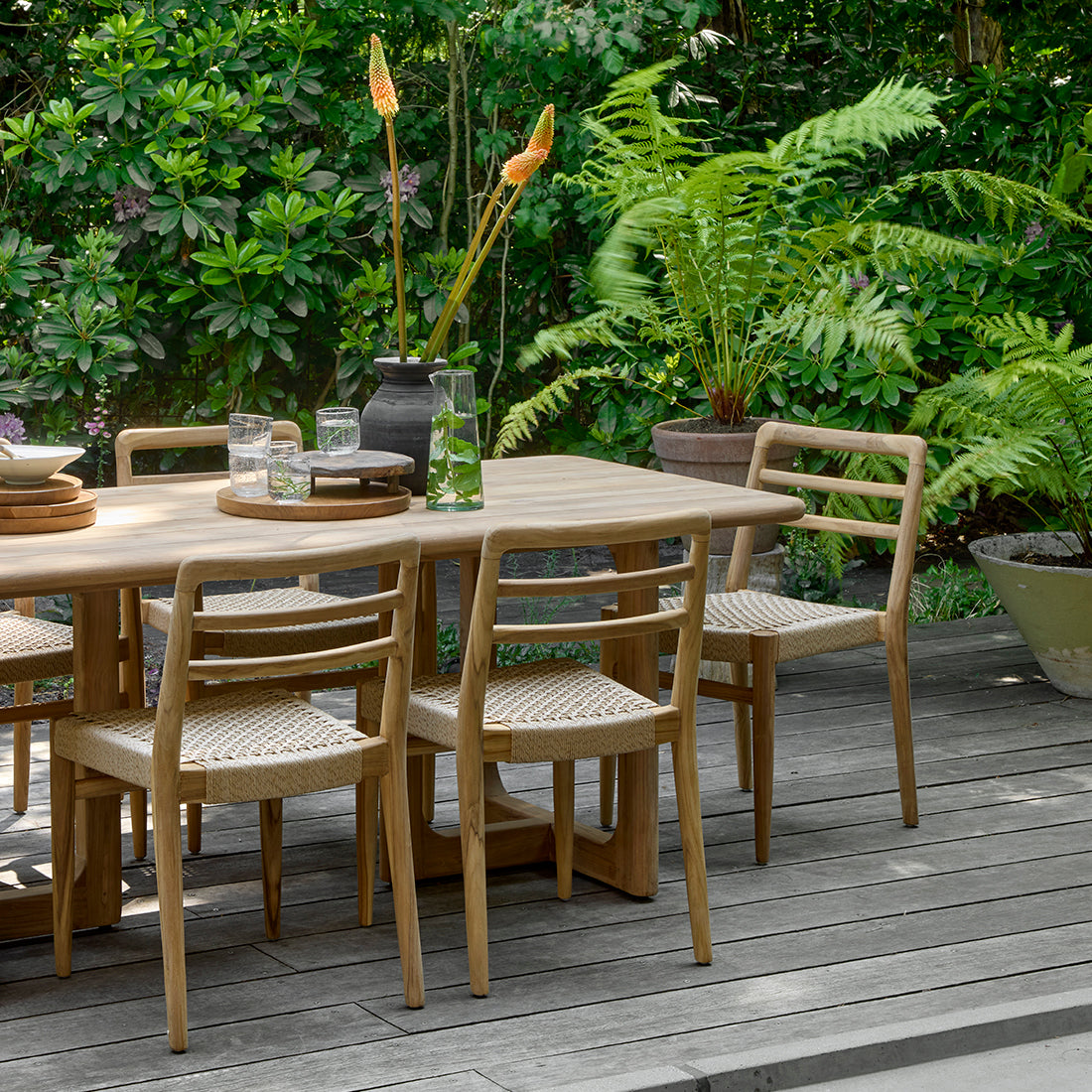 Verano Patio Chair without Armrest Natural Set of 2 Raw Materials