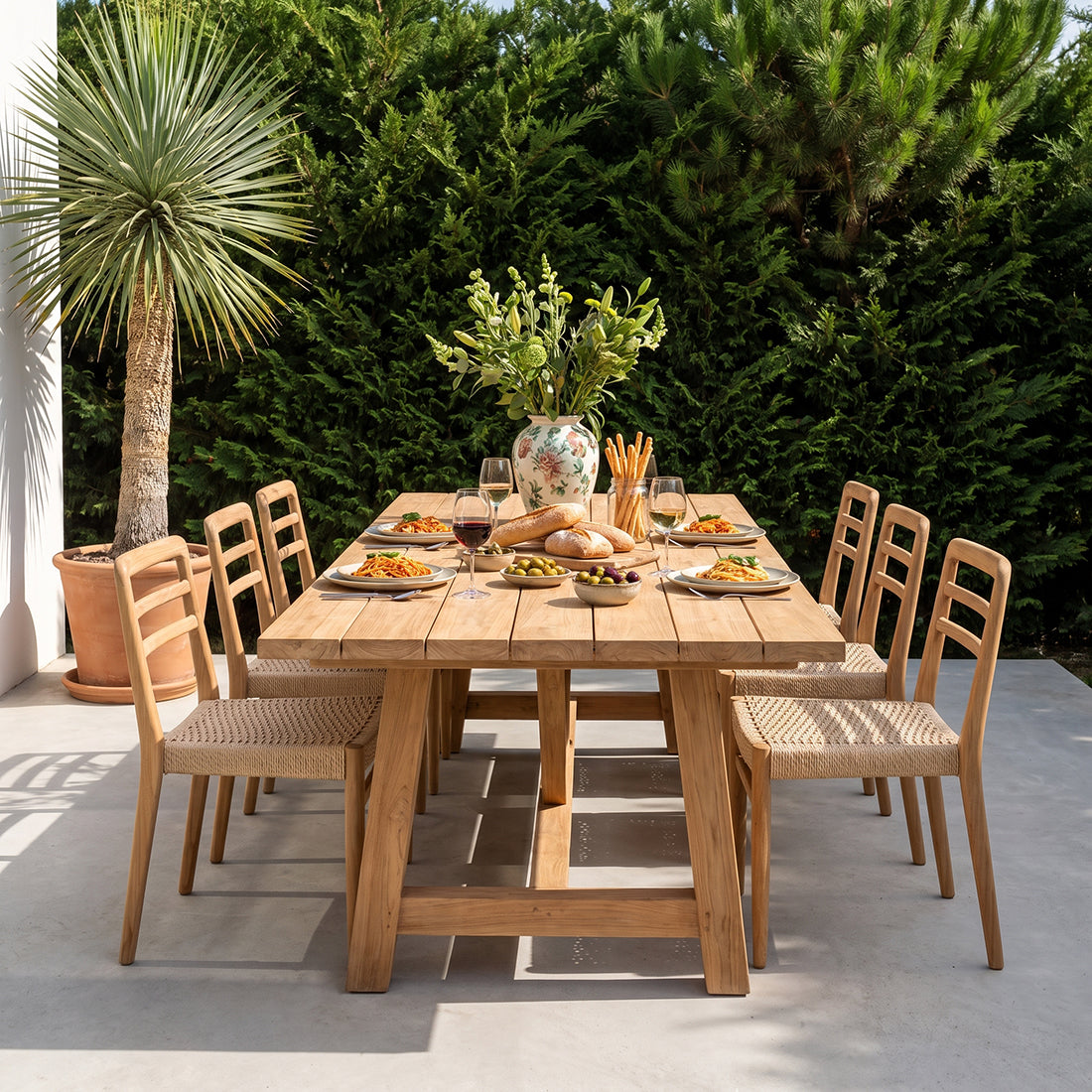 Verano Patio Chair without Armrest Natural Set of 2 Raw Materials