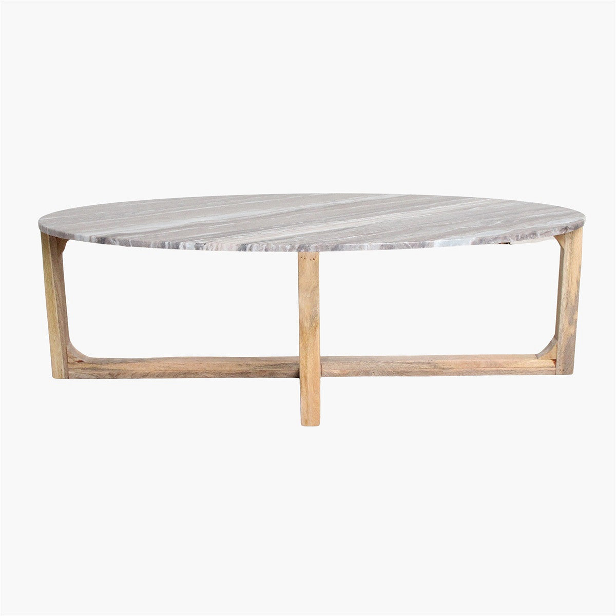 Coffee Table Marble Fantasy Oval Brown Raw Materials
