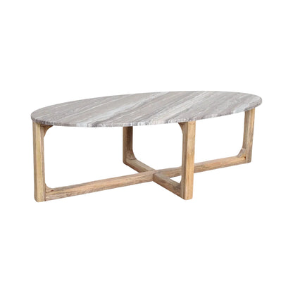 Coffee Table Marble Fantasy Oval Brown Raw Materials