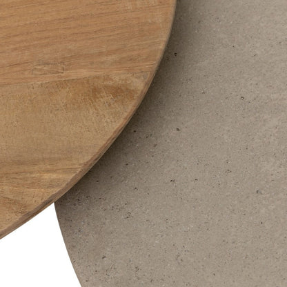 DTP Home Nova Coffee Table Set of 2 Teak + Travertine