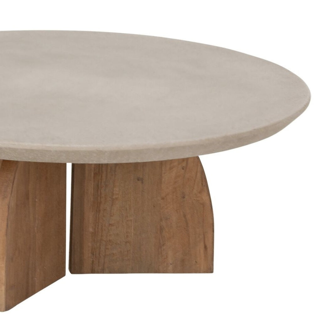 DTP Home Nova Coffee Table Set of 2 Teak + Travertine