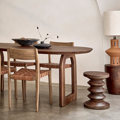 Bullnose Dining Table Open Brown 200cm Raw Materials