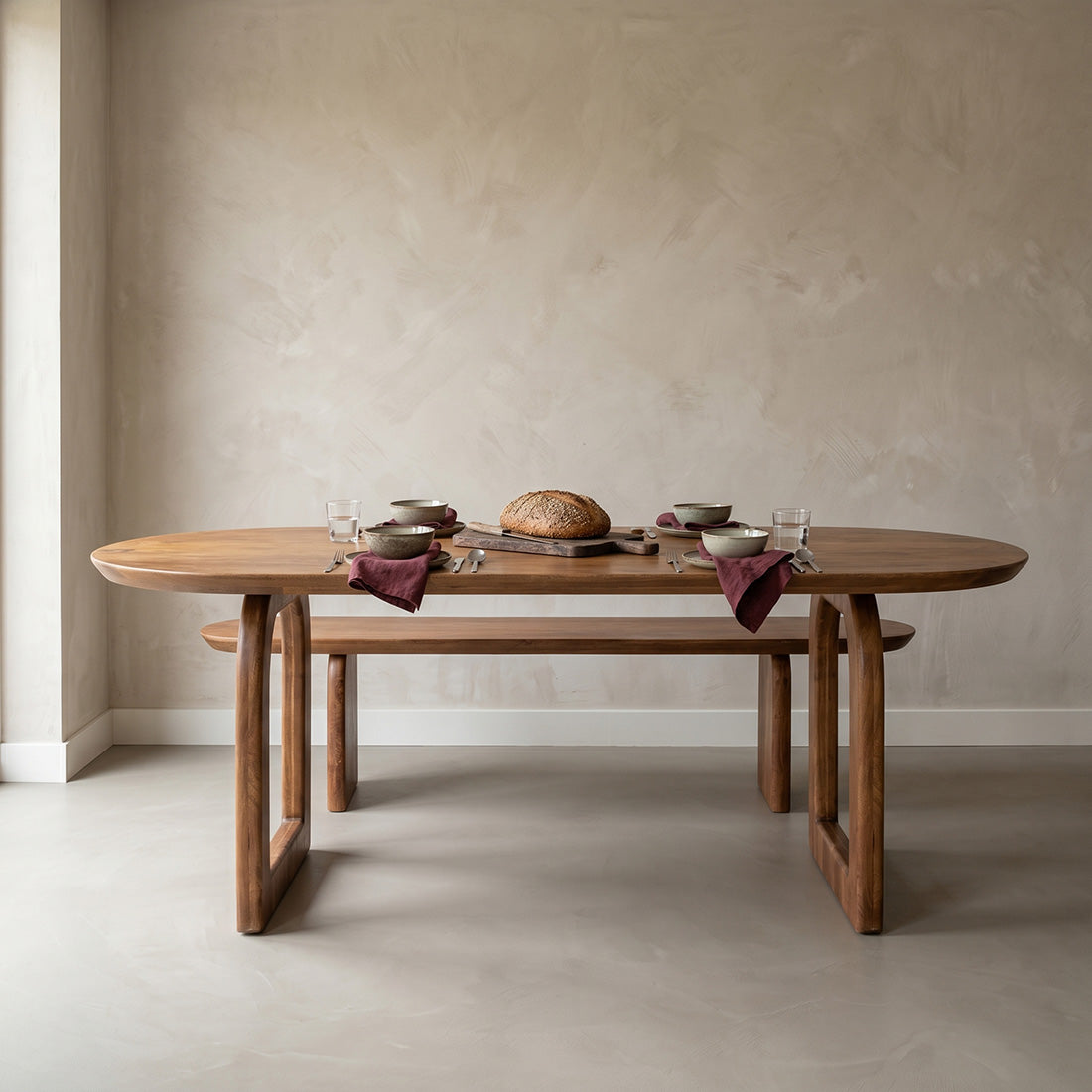 Bullnose Dining Table Open Brown 200cm Raw Materials