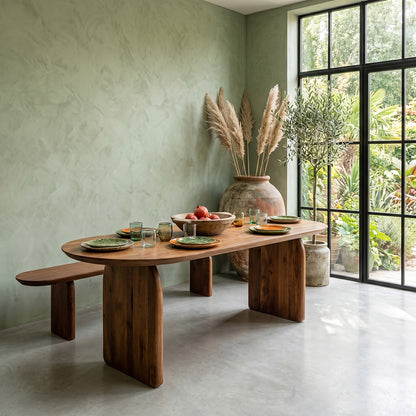 Bullnose Dining Table Closed Brown 200cm Raw Materials