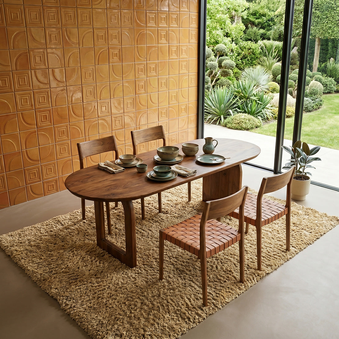 Bullnose Dining Table Mix brown 240cm Raw Materials