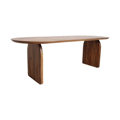 Bullnose Dining Table Closed-Grain Brown 240cm Raw Materials