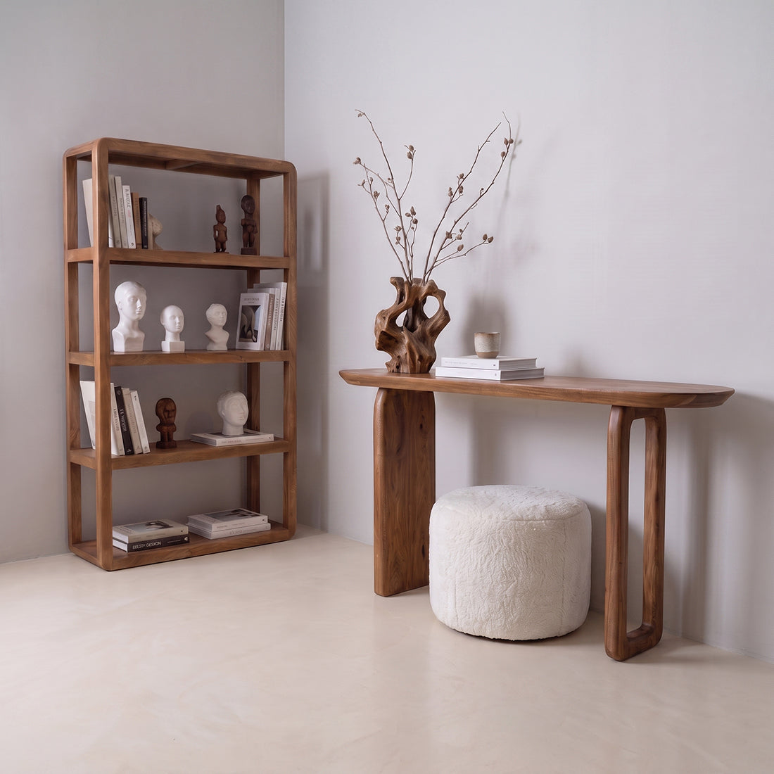 Bullnose Console Table Brown Raw Materials