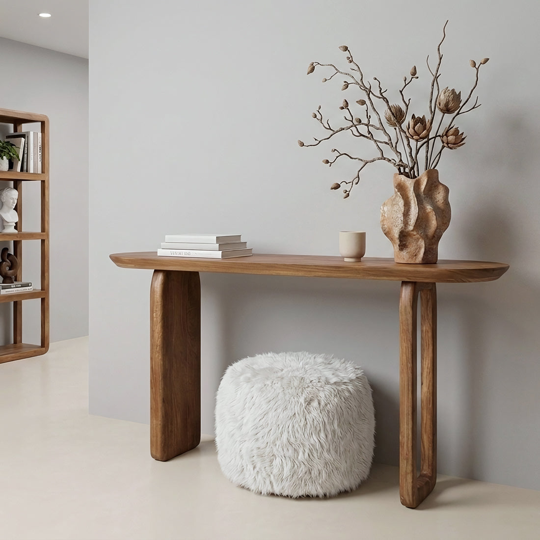 Bullnose Console Table Brown Raw Materials