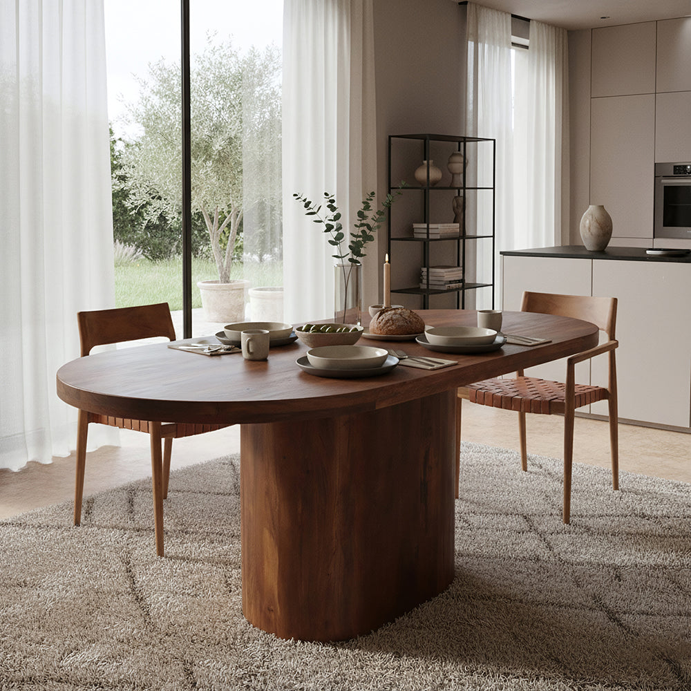 Dining Table Bullnose Oblong Oval Mango Wood 180cm Raw Materials