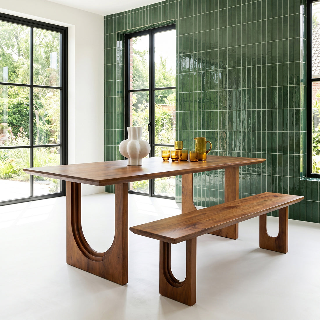 Dining Table Bullnose Chamfered Arch Mango Wood 200cm Raw Materials