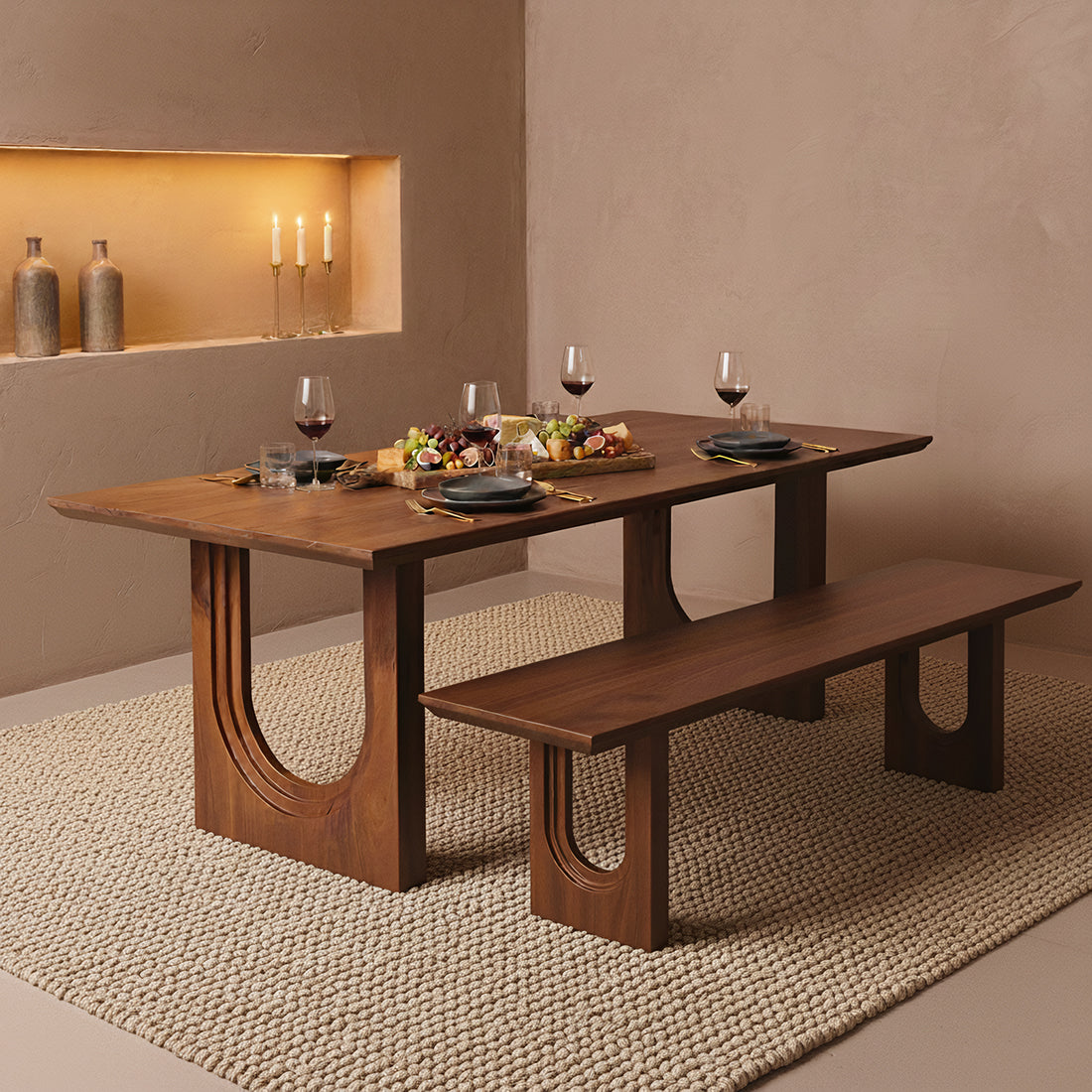 Dining Table Bullnose Chamfered Arch Mango Wood 240 cm Raw Materials