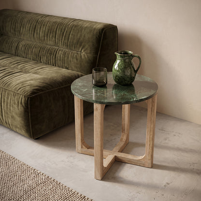 Side Table Green Round Marble Raw Materials