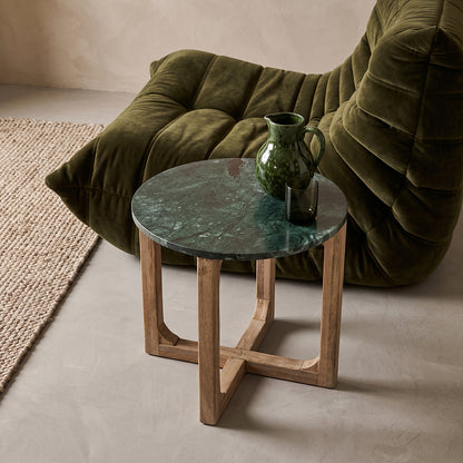 Side Table Green Round Marble Raw Materials