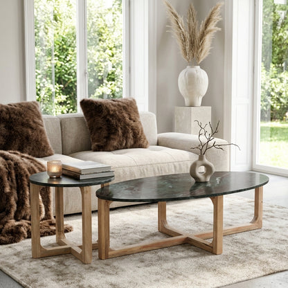 Side Table Green Round Marble Raw Materials