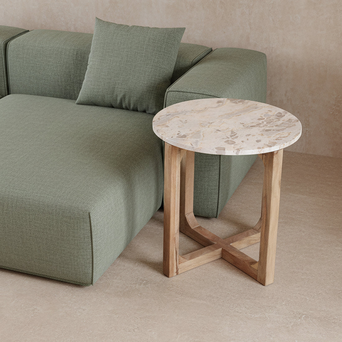 Marble side table Cream - 50x50x50 cm Raw Materials