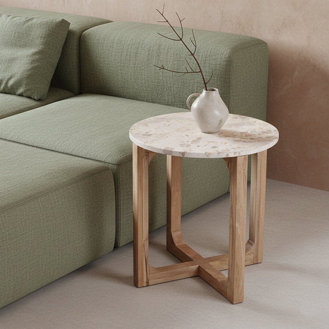 Marble side table Cream - 50x50x50 cm Raw Materials