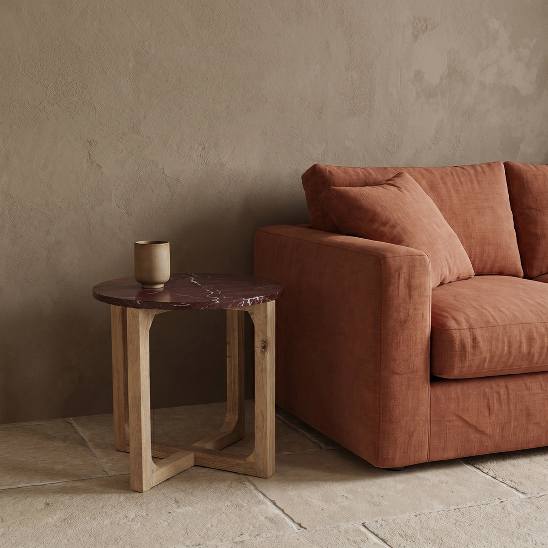 Marble side table round ‘Cherry’ Raw Materials