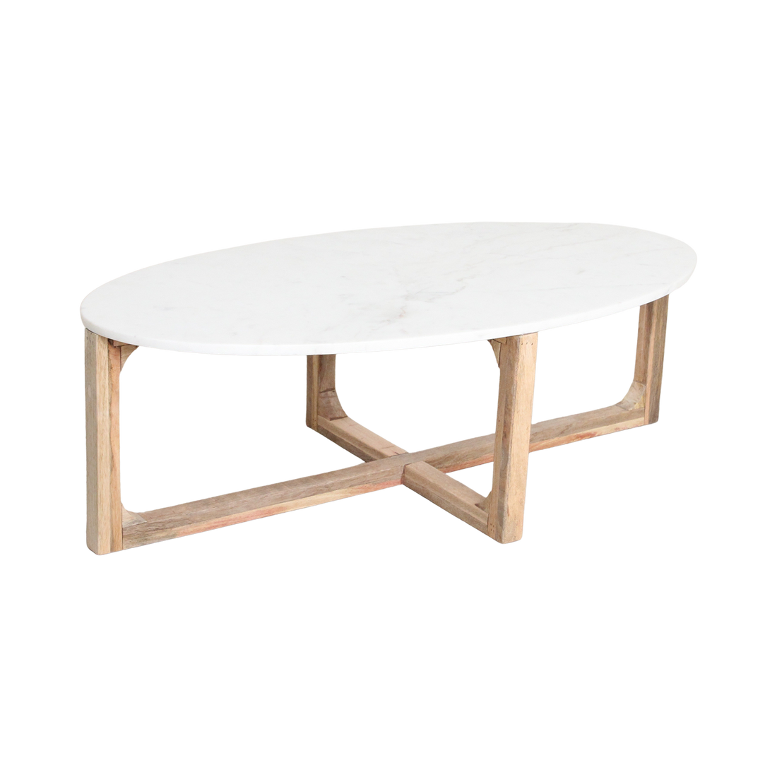 Coffee Table Marble Oval White Raw Materials
