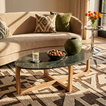 Coffee Table Marble Oval Green Raw Materials