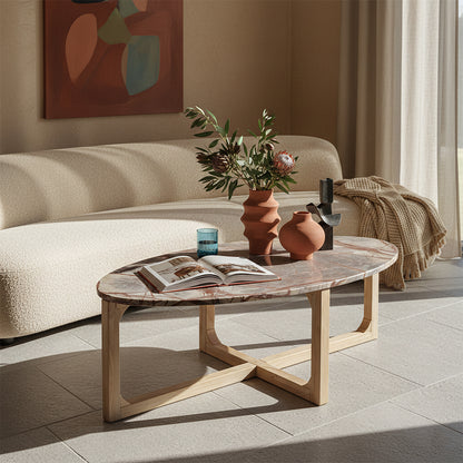 Oval Marble Coffee Table Bizar Raw Materials